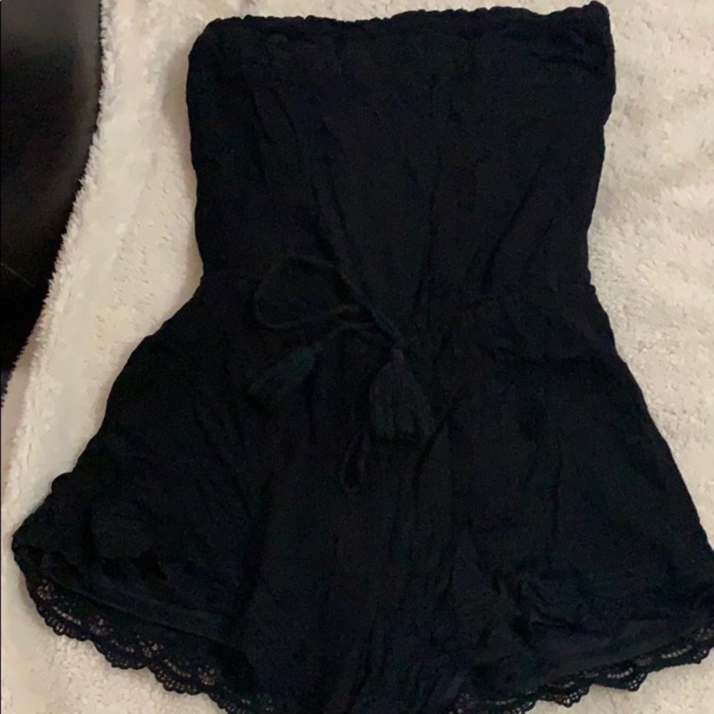 Strapless black romper